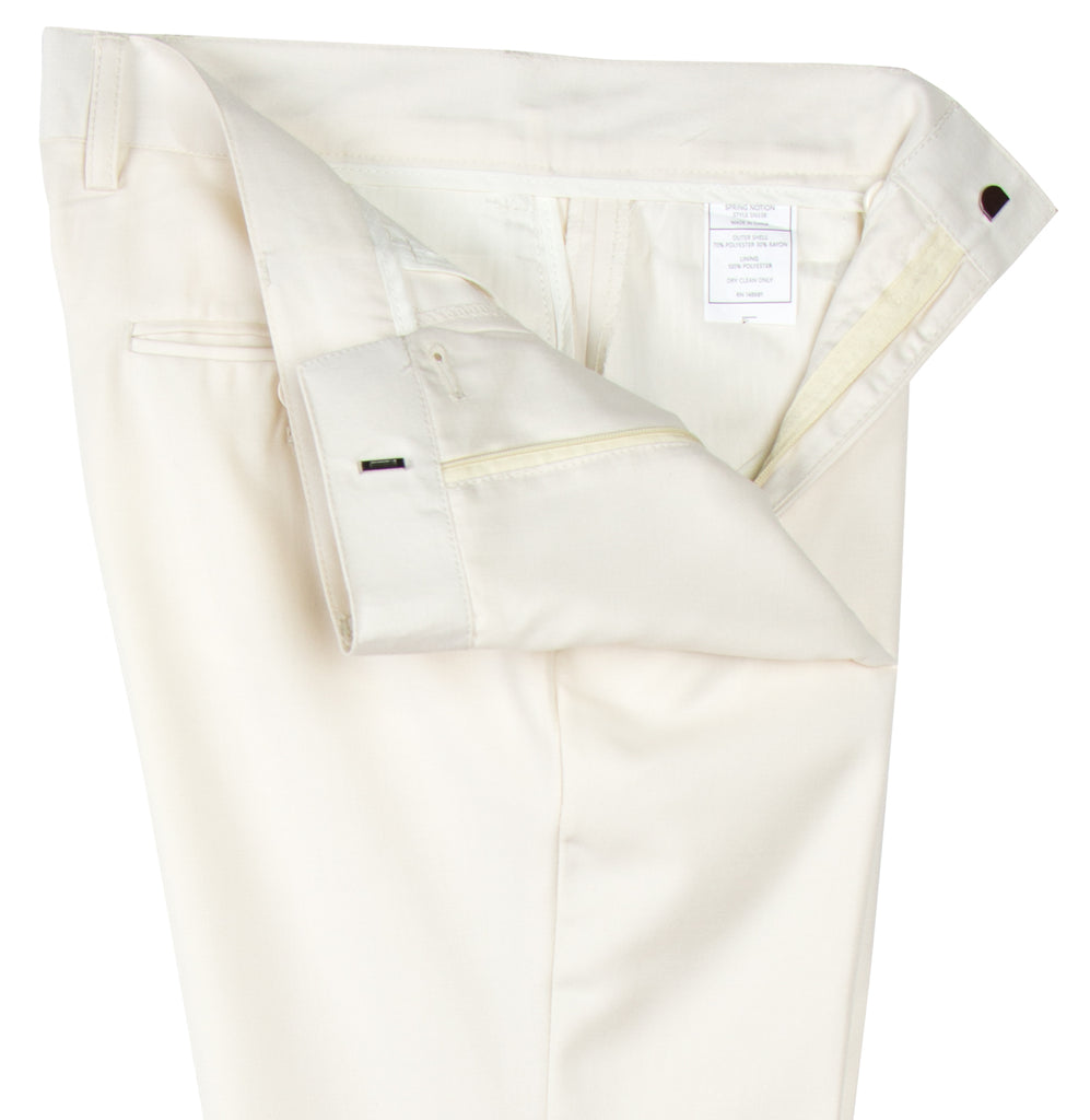 Boys' Off-White Flat Front Dress Pants