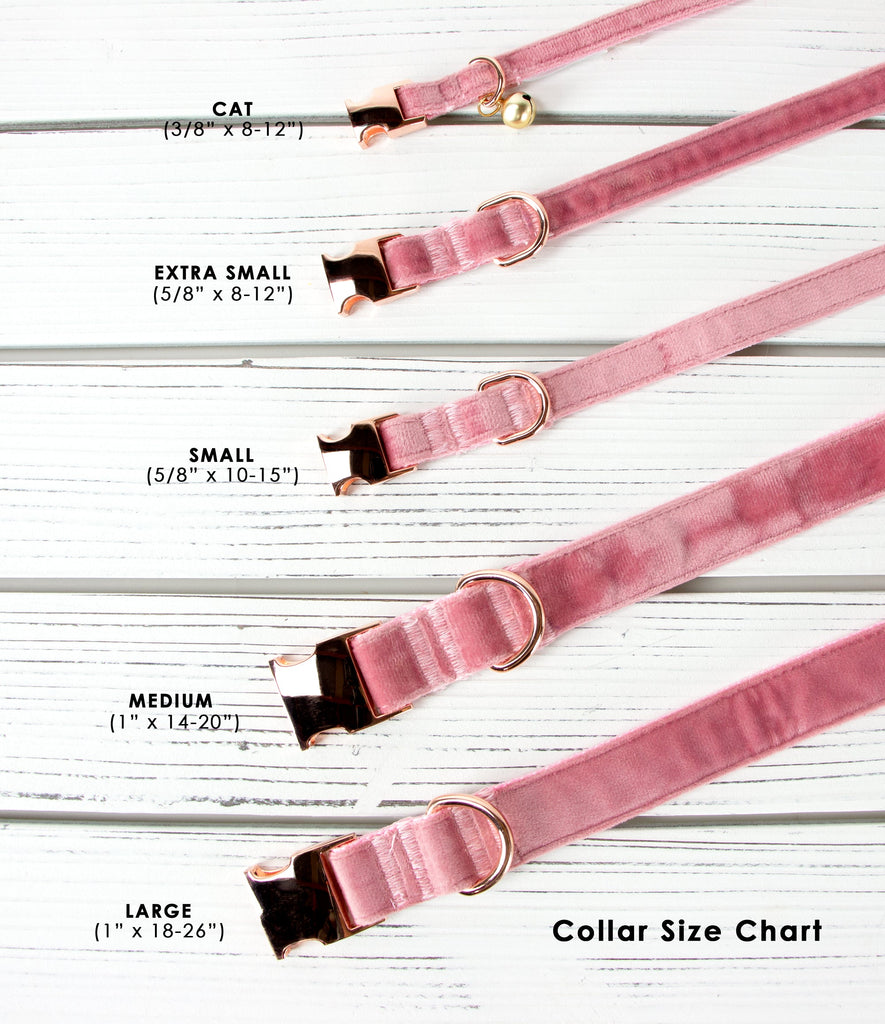 Velvet Dog Collar with Rose Gold Metal Buckle, Rose Pink