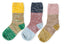 Women's Pink/Gold Colorful Cotton Crew Socks