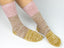 Women's Pink/Gold Colorful Cotton Crew Socks
