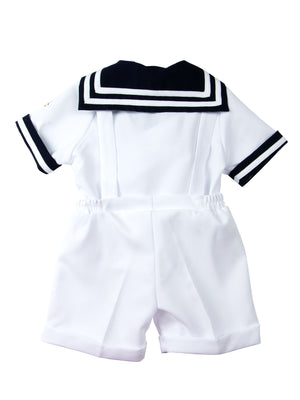 Boys' Nautical Sailor Outfit with Hat White (Color B)