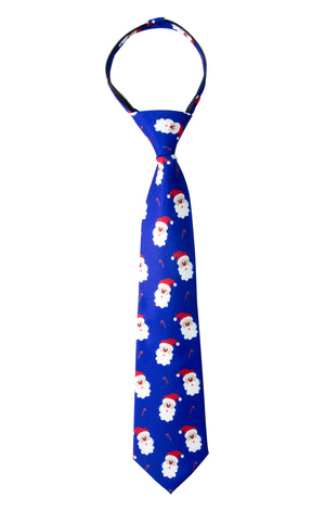 Boys' Printed Christmas Theme Pre-Tied Zipper Tie, Santa