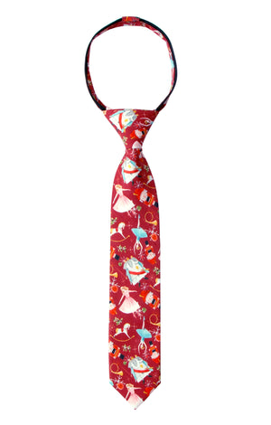 Boys' Printed Christmas Theme Pre-Tied Zipper Tie, Nutcracker & Ballerina