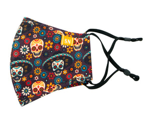 Reusable Washable Halloween Day of the Dead Cotton Cloth Face Mask for Adults and Kids, Day of the Dead Skulls & Sombreros