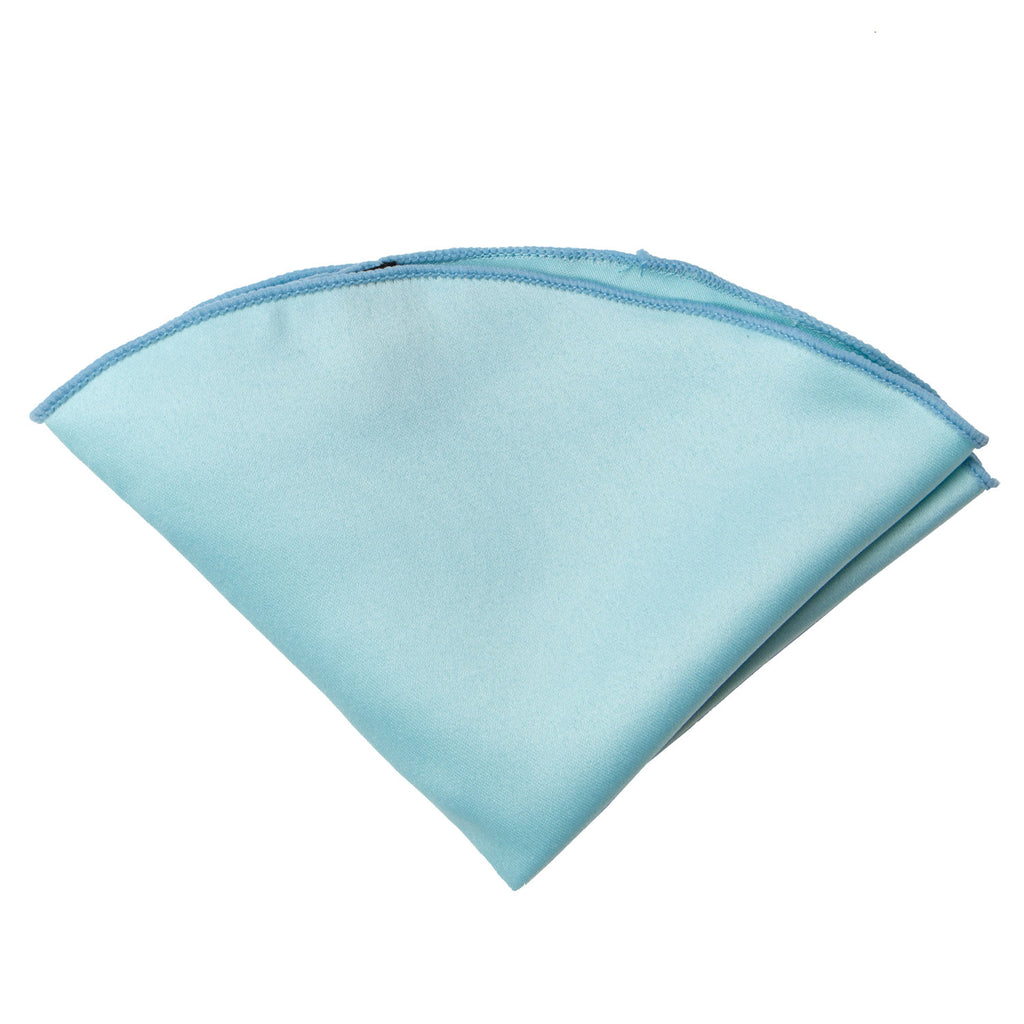 boys' aqua blue satin handkerchief hanky pocket round pocket square