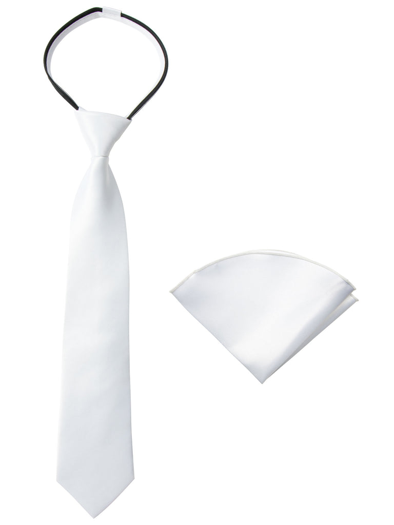 Boys' Satin Zipper Necktie and Handkerchief Set
