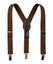 boys' brown elastic stretch suspenders with geniune leather crosspatch and polished metal clips