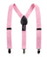 boys' dusty rose pink elastic stretch suspenders with geniune leather crosspatch and polished metal clips