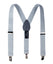 boys' grey gray elastic stretch suspenders with geniune leather crosspatch and polished metal clips