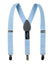 boys' light blue elastic stretch suspenders with geniune leather crosspatch and polished metal clips