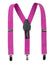 boys' fuchsia hot pink elastic stretch suspenders with geniune leather crosspatch and polished metal clips
