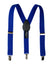 boys' royal blue elastic stretch suspenders with geniune leather crosspatch and polished metal clips