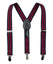 boys' red navy blue stripes elastic stretch suspenders with geniune leather crosspatch and polished metal clips