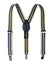 boys' tan navy blue stripes elastic stretch suspenders with geniune leather crosspatch and polished metal clips