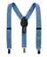 boys' steel blue elastic stretch suspenders with geniune leather crosspatch and polished metal clips