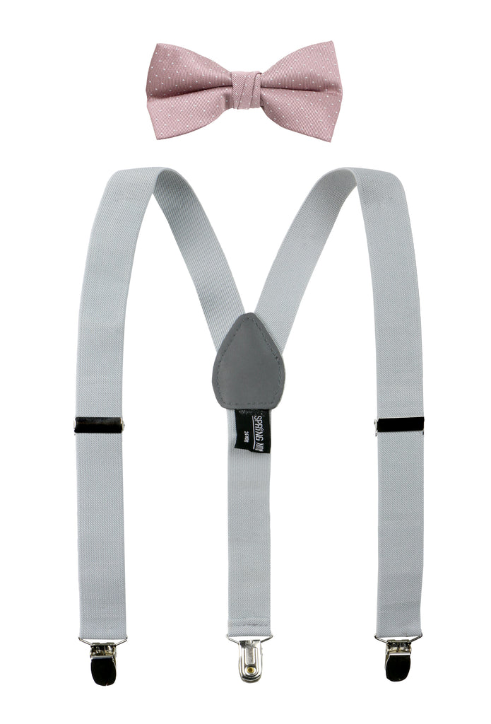 White Suspenders - 1.25 Inch Wide Button