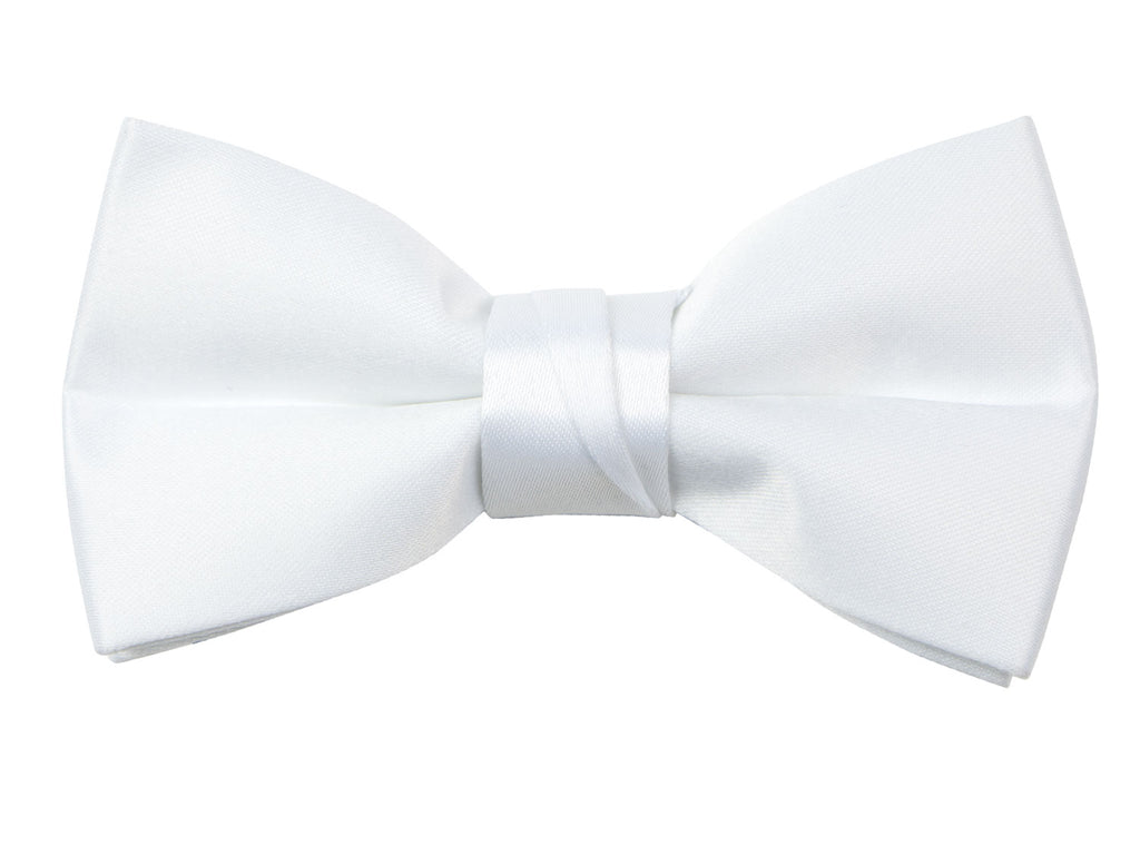 boys' white satin bow tie