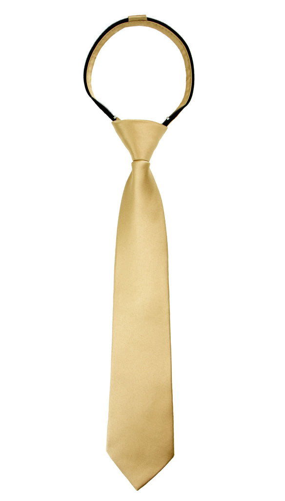 boys' antique gold satin zipper necktie