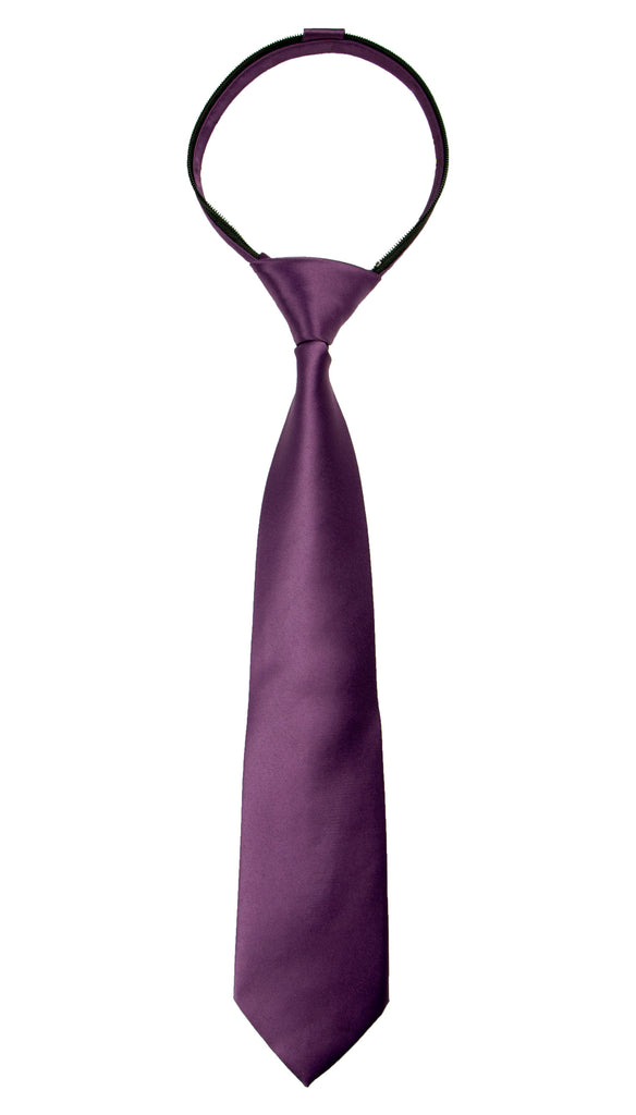 boys' dusty purple satin zipper necktie