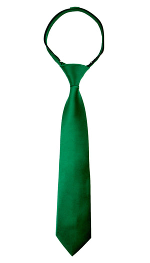 boys' emerald satin zipper necktie