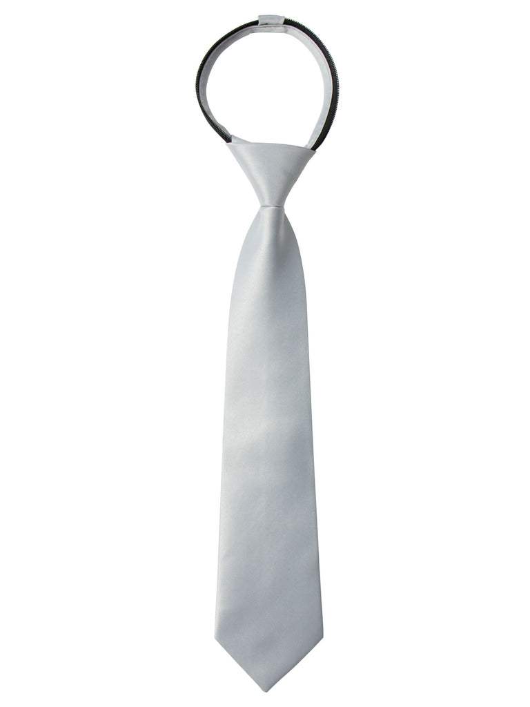 boys' grey satin zipper necktie
