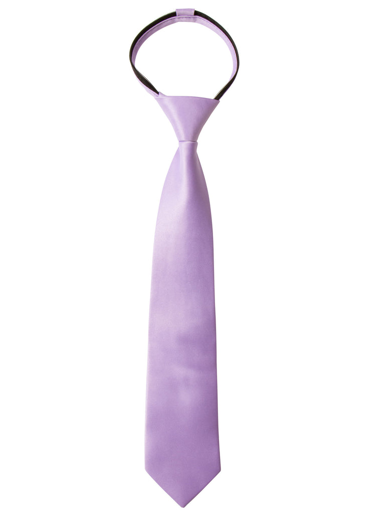 boys' lilac satin zipper necktie