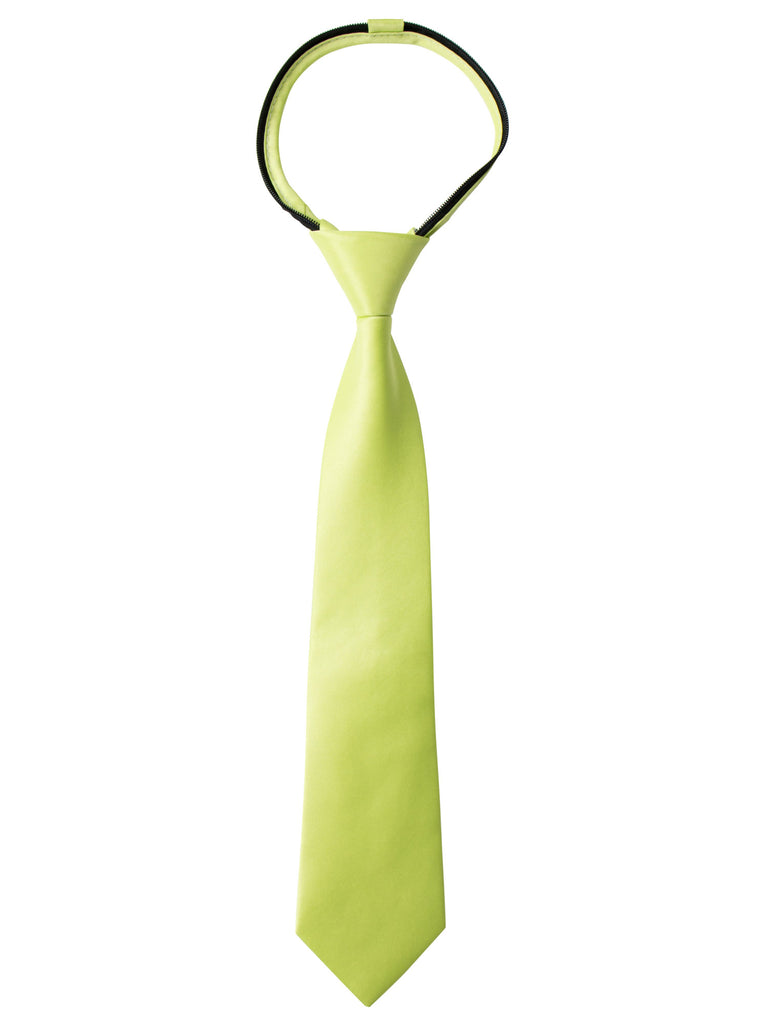 boys' lime satin zipper necktie