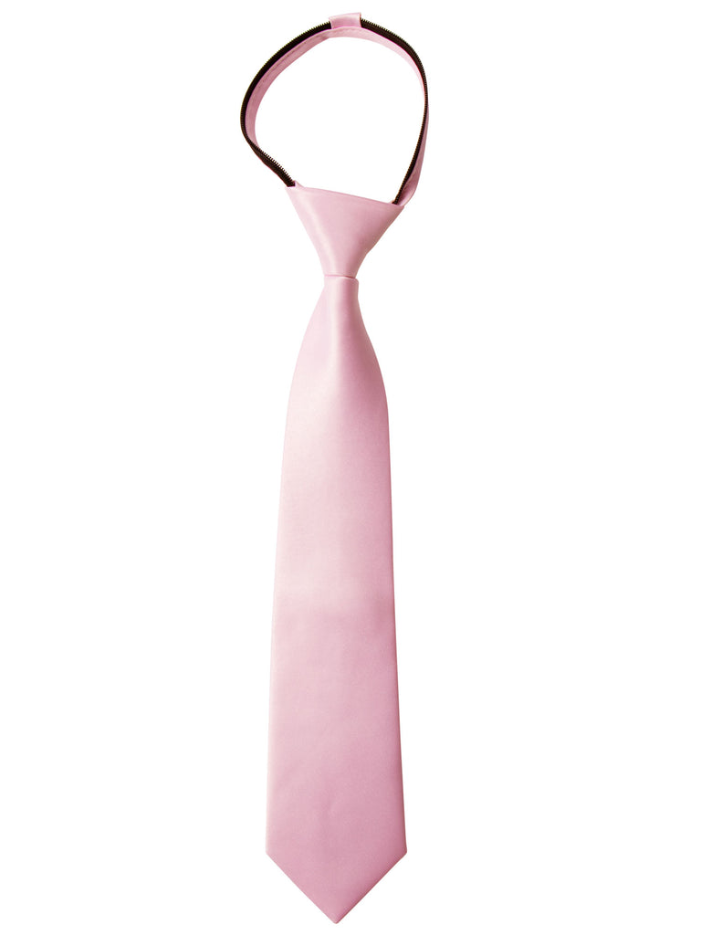boys' light pink satin zipper necktie