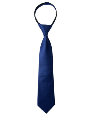 boys' navy satin zipper necktie