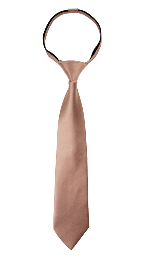 boys' pink copper satin zipper necktie