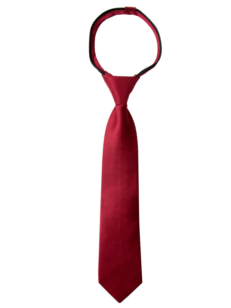 boys' red satin zipper necktie