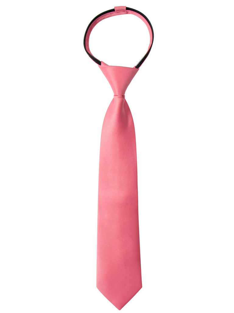 boys' coral satin zipper necktie