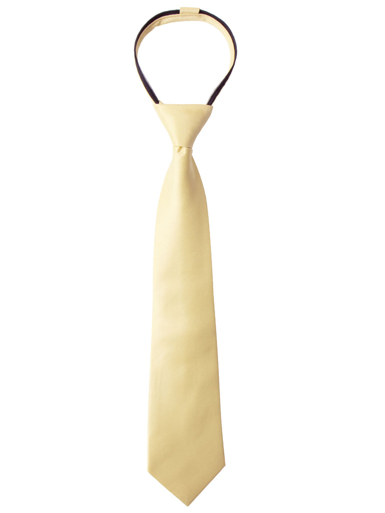 boys' yellow satin zipper necktie