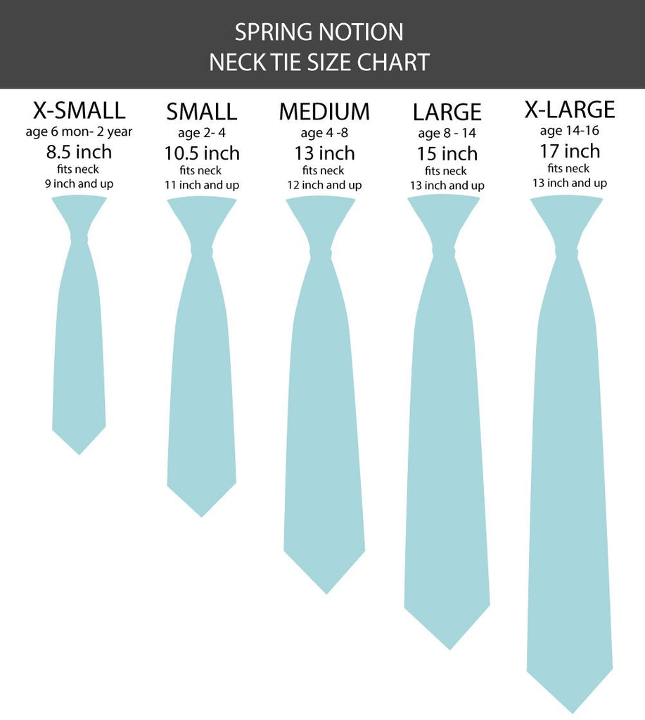 boys' pre-tied woven zipper necktie tie size chart