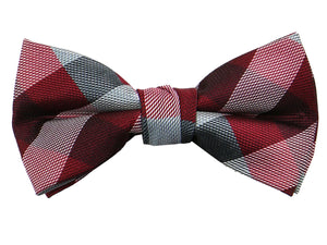 Boys' Pre-Tied Woven Bow Tie, Checkered Red (Color 03)