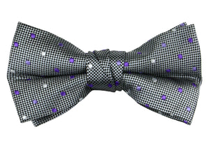 Boys' Pre-Tied Woven Bow Tie, Lilac Dotted (Color 06)