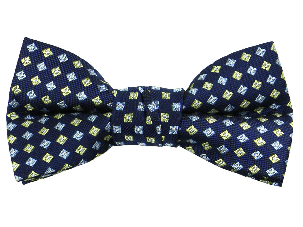 Boys' Pre-Tied Woven Bow Tie, Royal Blue Patterned (Color 08)