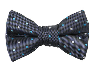 Boys' Pre-Tied Woven Bow Tie, Turquoise Dotted (Color 09)