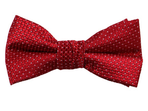 Boys' Pre-Tied Woven Bow Tie, Red Patterned (Color 14)