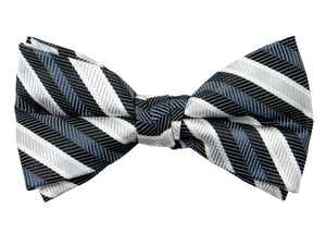 Boys' Pre-Tied Woven Bow Tie, Gray Stripes (Color 22)