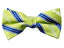 Boys' Pre-Tied Woven Bow Tie, Lime Blue Stripes (Color 24)