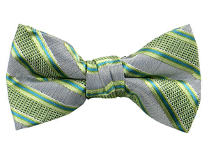 Boys' Pre-Tied Woven Bow Tie, Pastel Green Stripes (Color 27)