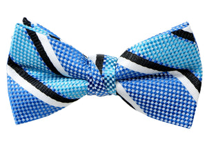 Boys' Pre-Tied Woven Bow Tie, Turquoise Stripes (Color 29)