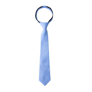 boys' light blue baby blue dotted polka dots woven zipper necktie tie