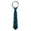 boys' teal blue green dotted camouflage woven zipper necktie tie back