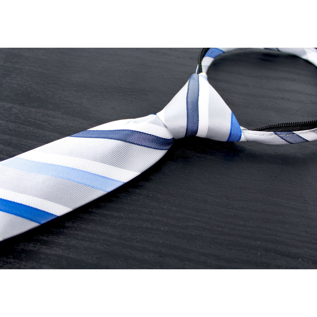 Retreez Three-Color Stripe Skinny Tie - Woven Microfiber, Blue, Unisex For Casual & Formal Wear
