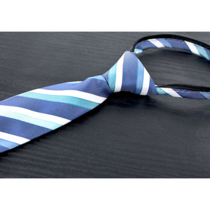 boys' blue patterned striped woven zipper necktie tie 