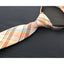 boys' orange tartan plaid patterned woven zipper necktie tie