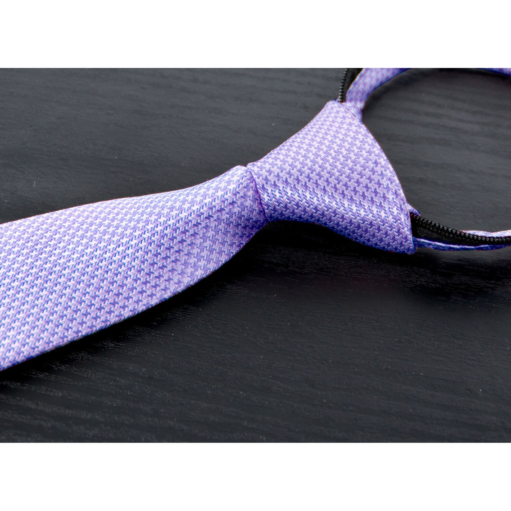 boys' ultraviolet violet indigo purple textured patterned woven zipper necktie tie