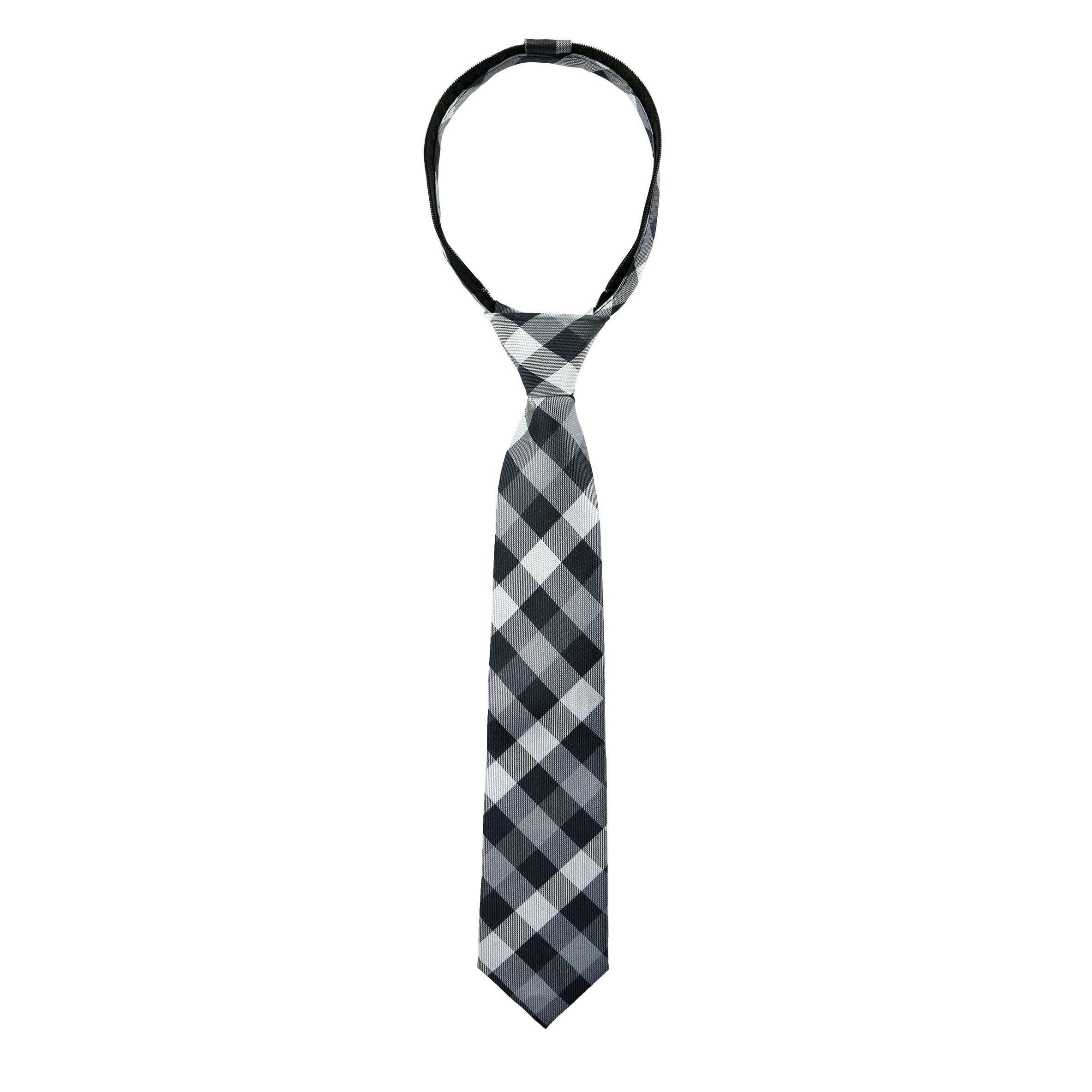 【2plan】24FW★ [LAN ARCHIVE] Brique Checkered Tie Boys' Tartan Plaid Patterned Woven Zipper Necktie Tie